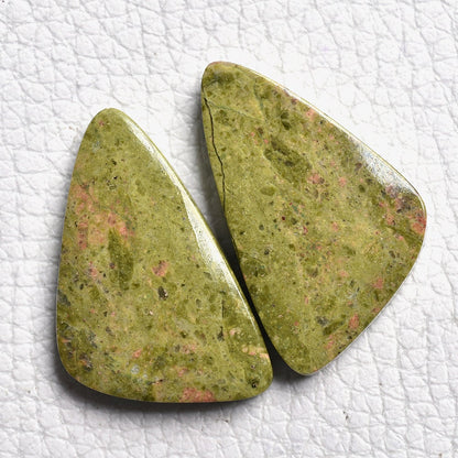 100% Natural Matching Unakite Pair - Wholesale Mix Shape Green Crystal