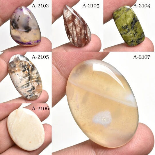 Rare Moss Agate Gemstone Cabochon – Mixed Shape Loose Gemstones