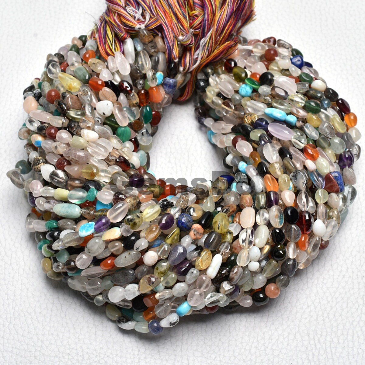 Natural Multi Gemstone Nugget Beads - 12'' Strand of Mixed Tumble Beads  5.5x6 mm
