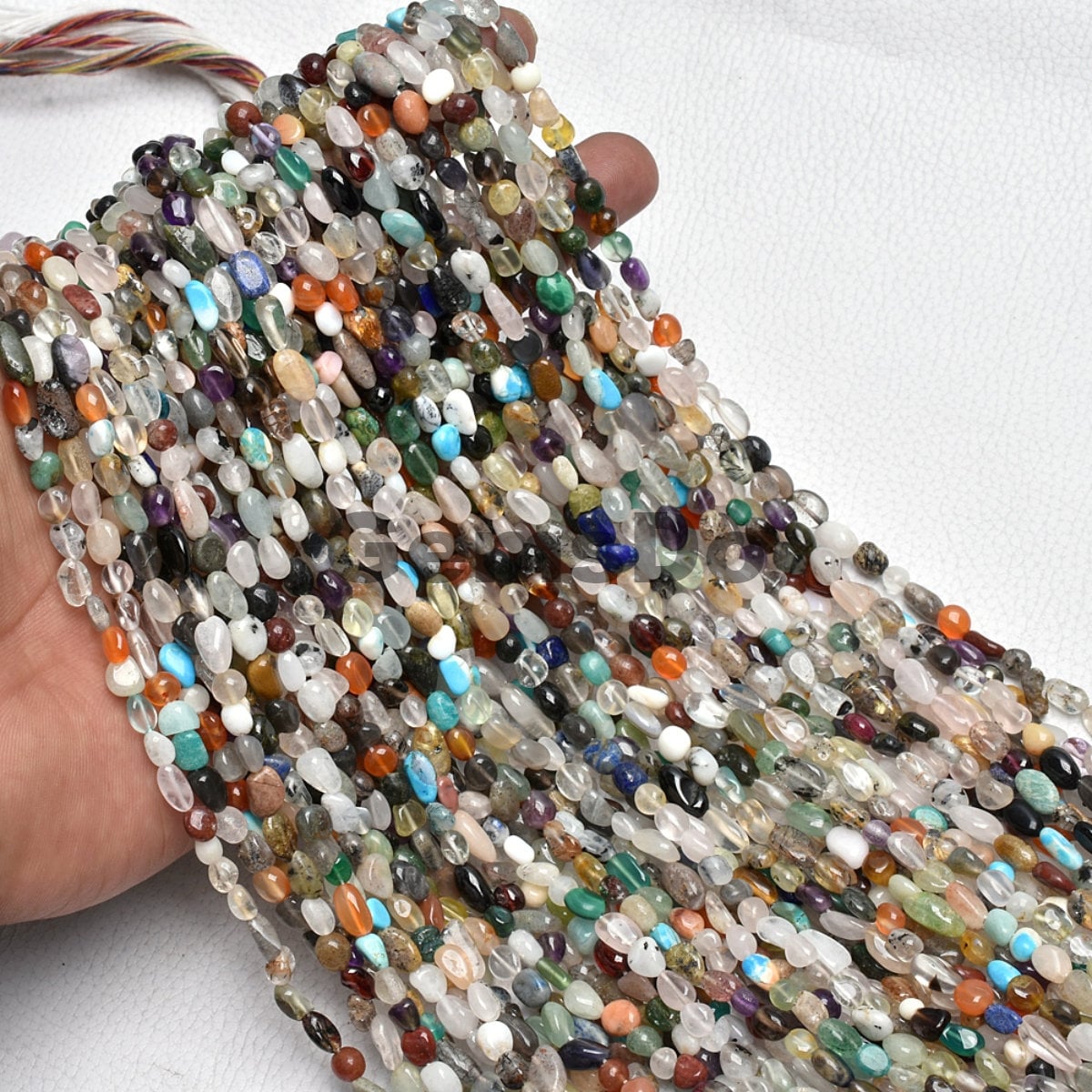 Natural Multi Gemstone Nugget Beads - 12'' Strand of Mixed Tumble Beads  5.5x6 mm