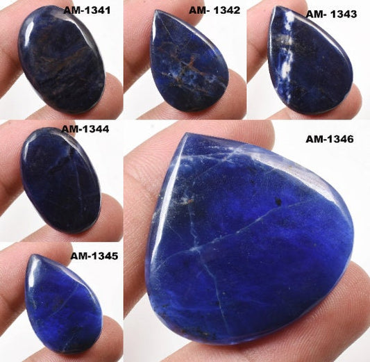 Natural Blue Sodalite Gemstone – Smooth MixCabochon, Wholesale Flat Back