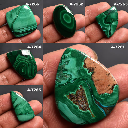 Natural Malachite Cabochons – Smooth Green Designer Gemstones