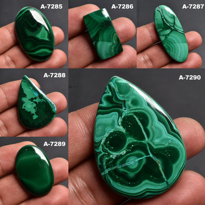 Natural Green Malachite Cabochon, Smooth Semi-Precious Stone
