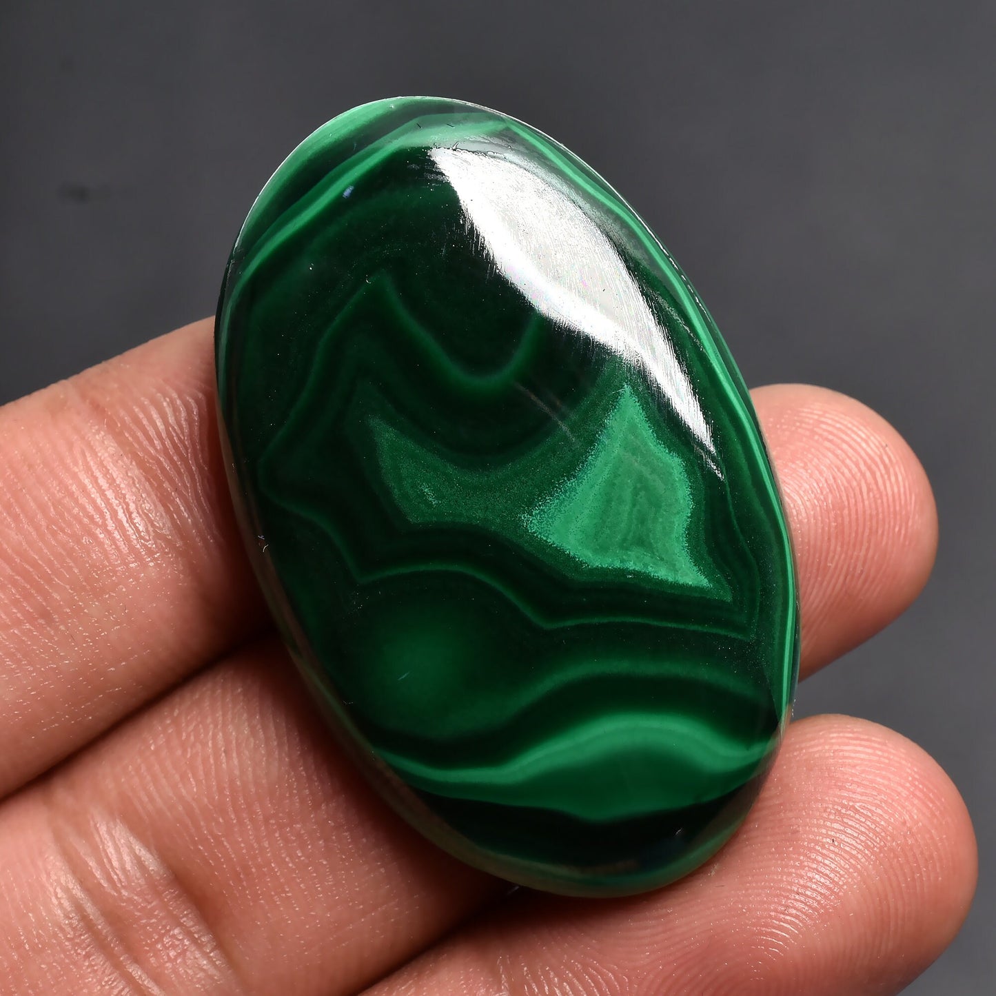 Natural Green Malachite Cabochon, Smooth Semi-Precious Stone