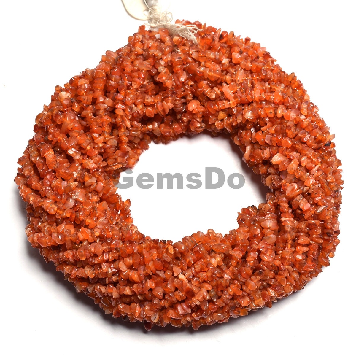 Natural Carnelian Uncut Chip Beads String | 34-Inch Raw Orange Gemstone Strand
