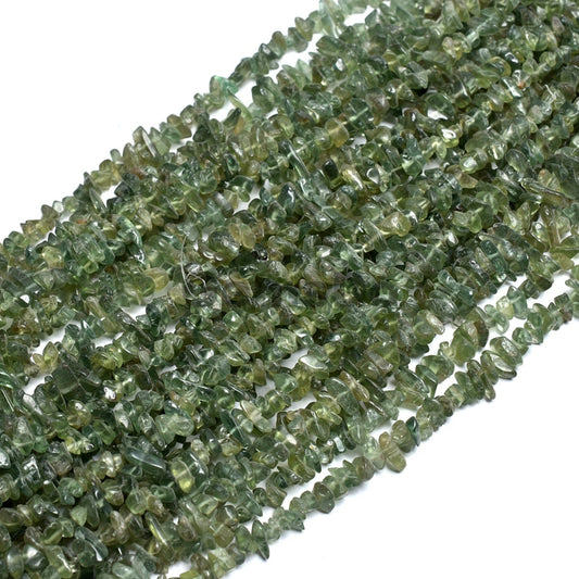 34'' Green Apatite Gemstone Uncut Chips Beads Strand, Wholesale Raw Nugget Beads