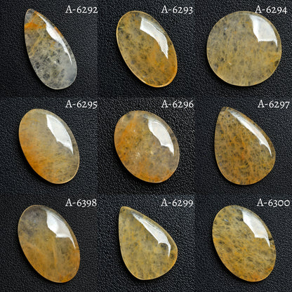 Wholesale Mix Orange Jade Cabochon - Flat Back Natural Oval & Pear Shape Jade Gemstones