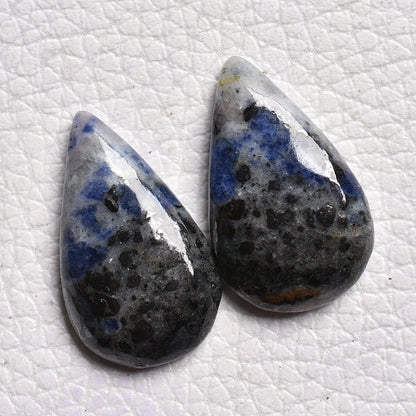Natural Blue Sodalite Cabochon Earrings Pair - Flatback Matching Sodalite Gemstone Pair