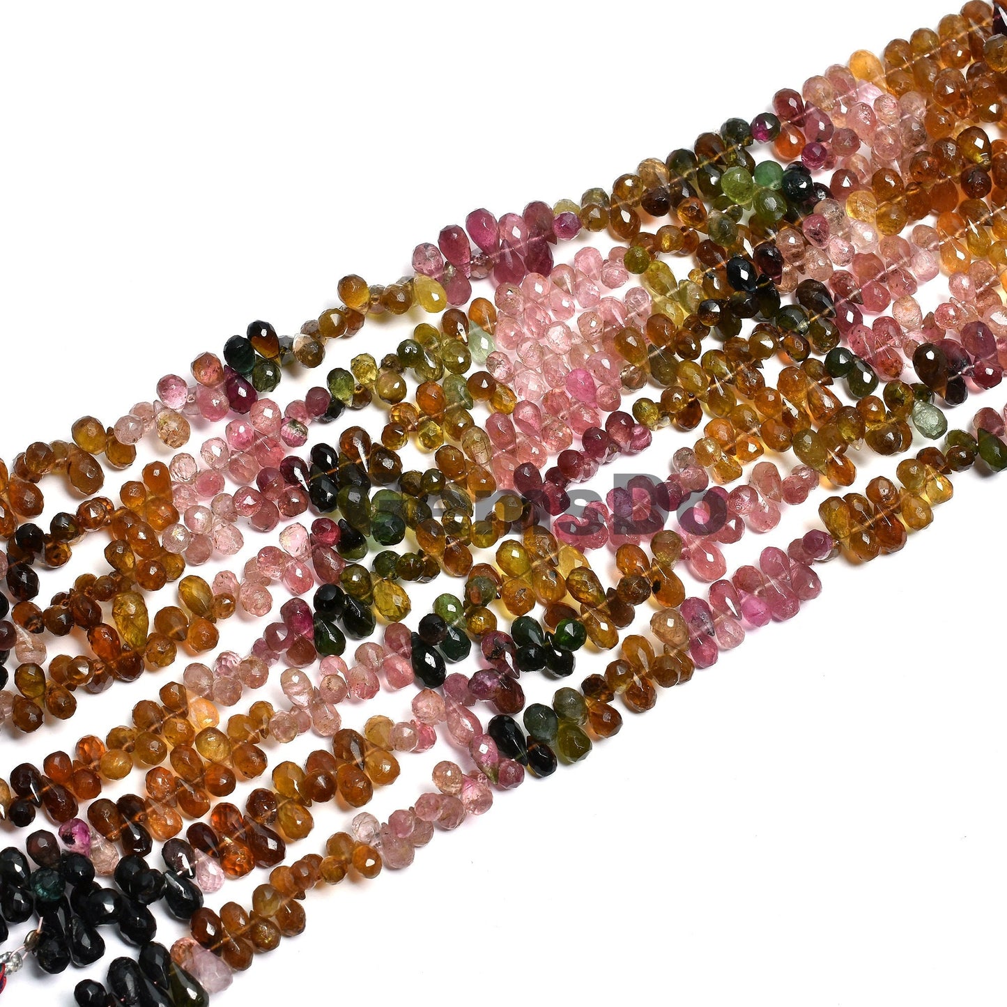 Multi Tourmaline Drops Beads | 8-Inch Strand | Faceted Teardrop Briolettes  Size - 4x5x8mm