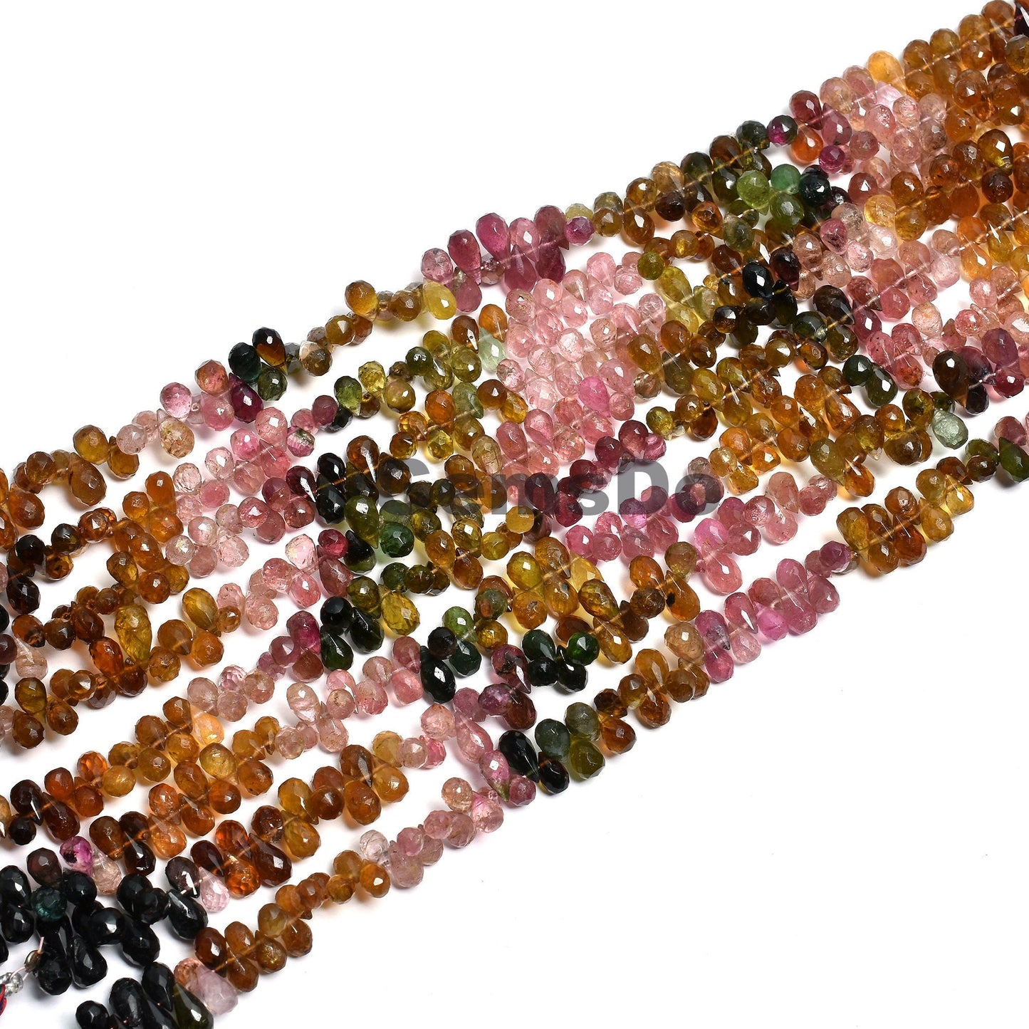 Multi Tourmaline Drops Beads | 8-Inch Strand | Faceted Teardrop Briolettes  Size - 4x5x8mm