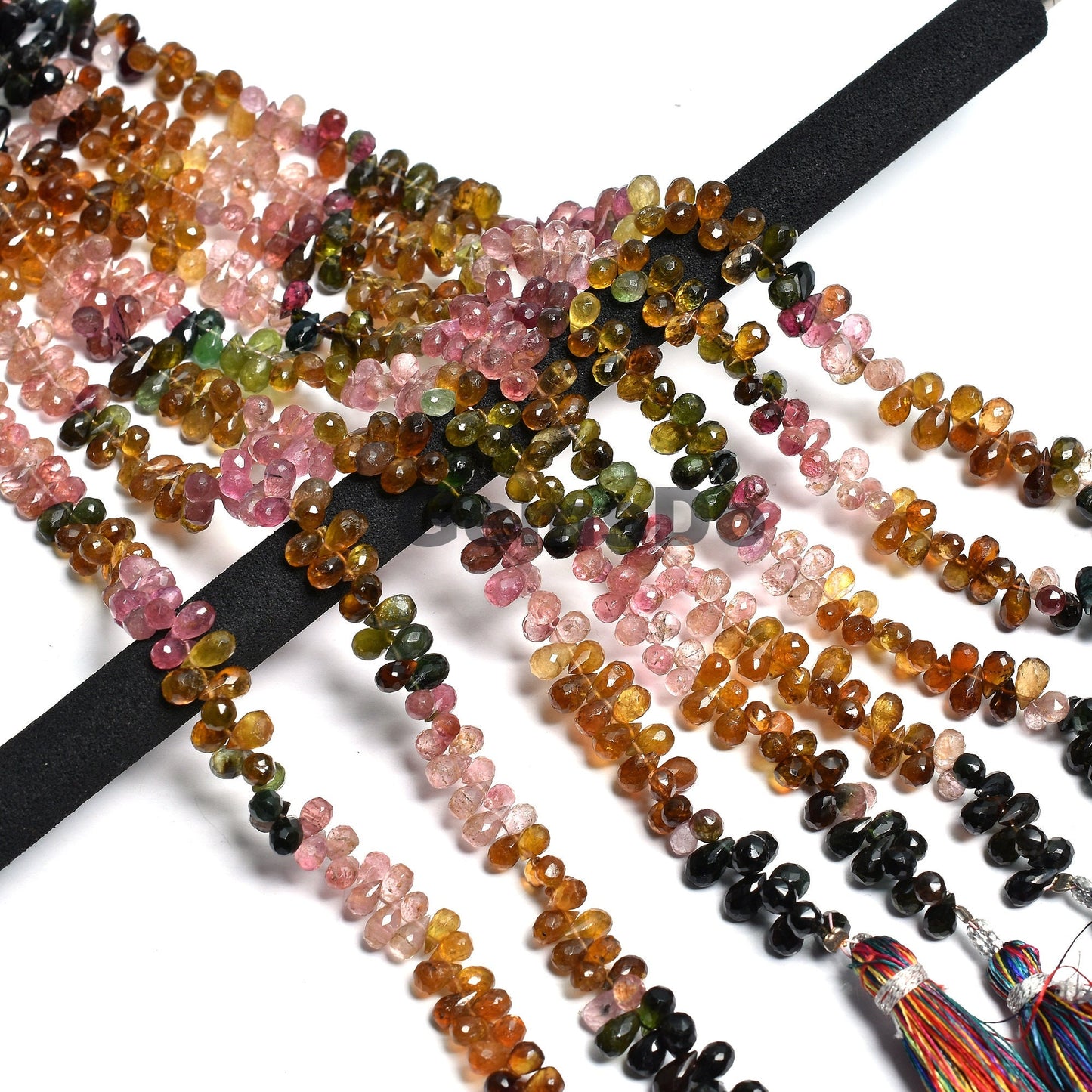 Multi Tourmaline Drops Beads | 8-Inch Strand | Faceted Teardrop Briolettes  Size - 4x5x8mm