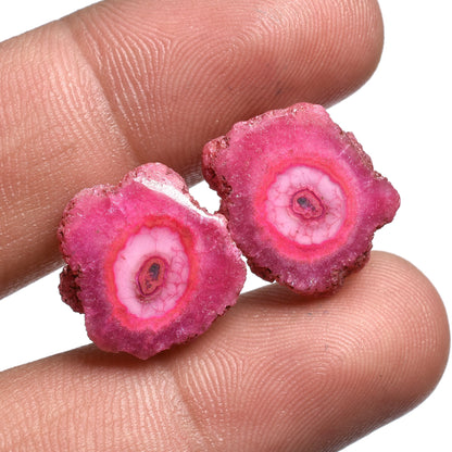 Solar Quartz Pair -  Solar Druzy Stalactite Slice Gemstones for Earrings