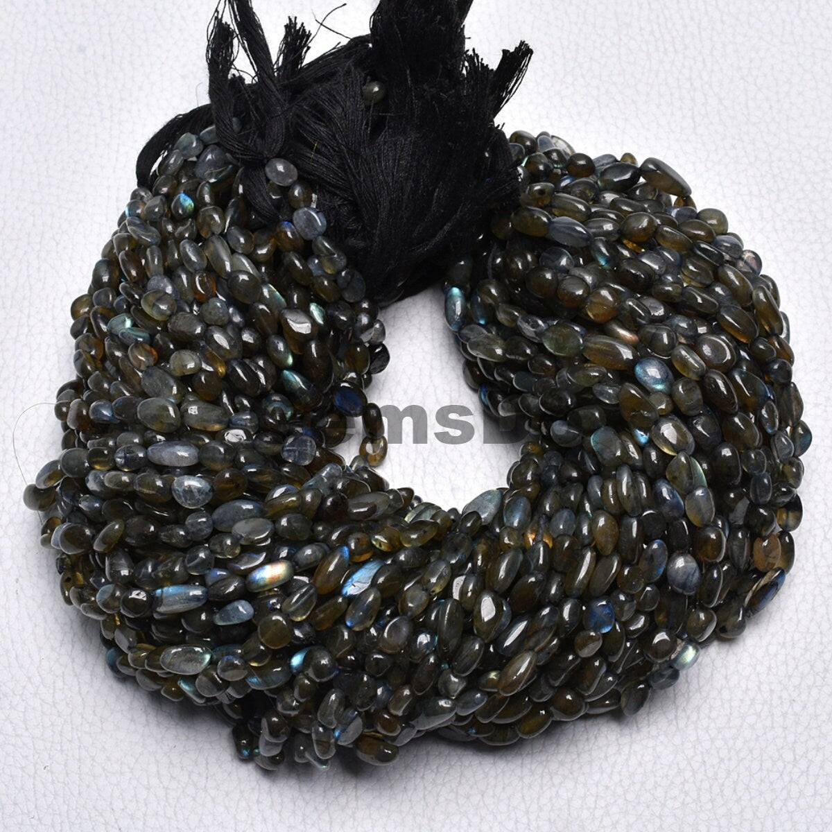 Natural Labradorite Oval Nugget Plain Smooth Beads, Blue Flashy Strands, Black Rainbow Tiny Gemstone