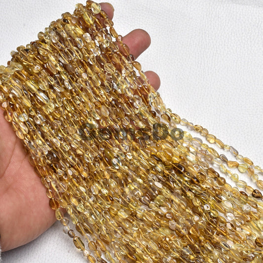 Natural Bio Lemon Quartz Nugget Beads | 12'' Strand | Wholesale Tumble Gemstone Nuggets