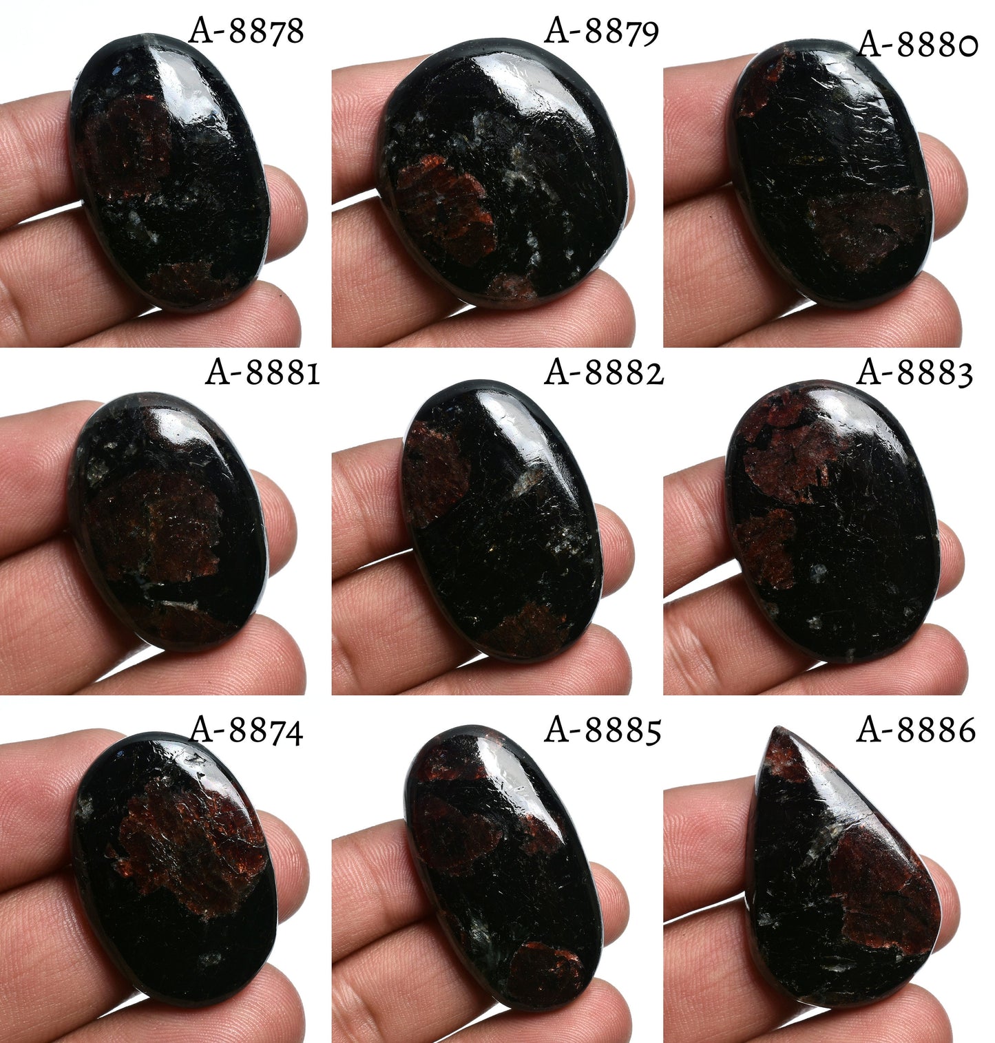 Natural Ruby Tourmaline Cabochon - Mixed Shape Tourmaline Gemstone for Jewelry