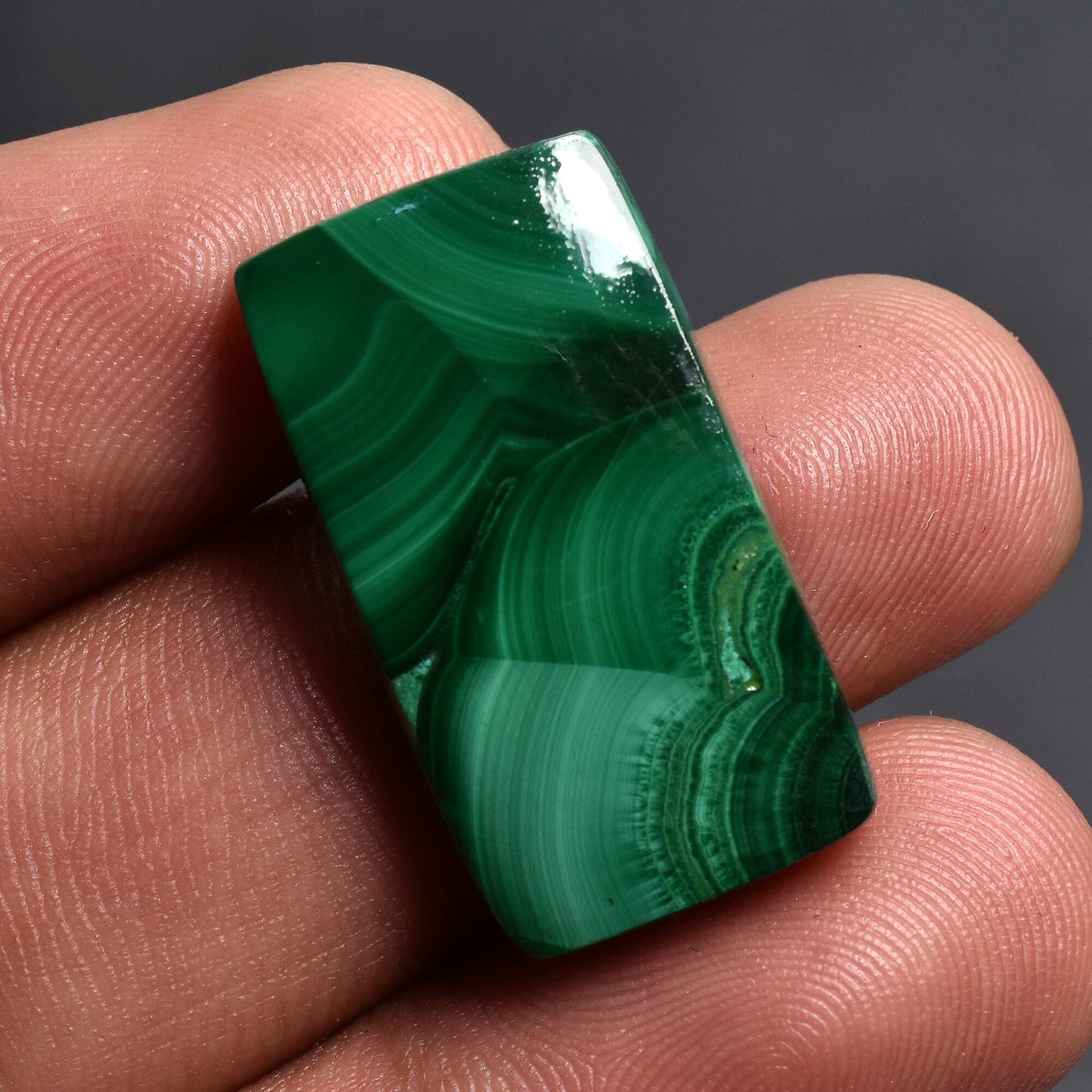 Natural Green Malachite Cabochon, Smooth Semi-Precious Stone