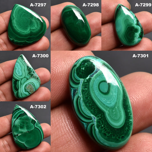 Oval Shape Natural Malachite Gemstone - Loose Malachite Cabochons