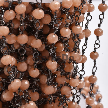 Wholesale Peach Moonstone Rosary Chain Hydro Rondelle Linking Beads Lot