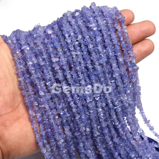Natural Tanzanite Gemstone Uncut Chips Beads - 34" Strand, Raw Nugget Beads