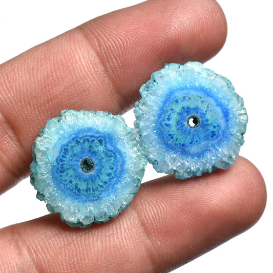 Stalactite Slice Solar Quartz Pair - Solar Quartz Loose Matching Gemstone Earring Pair