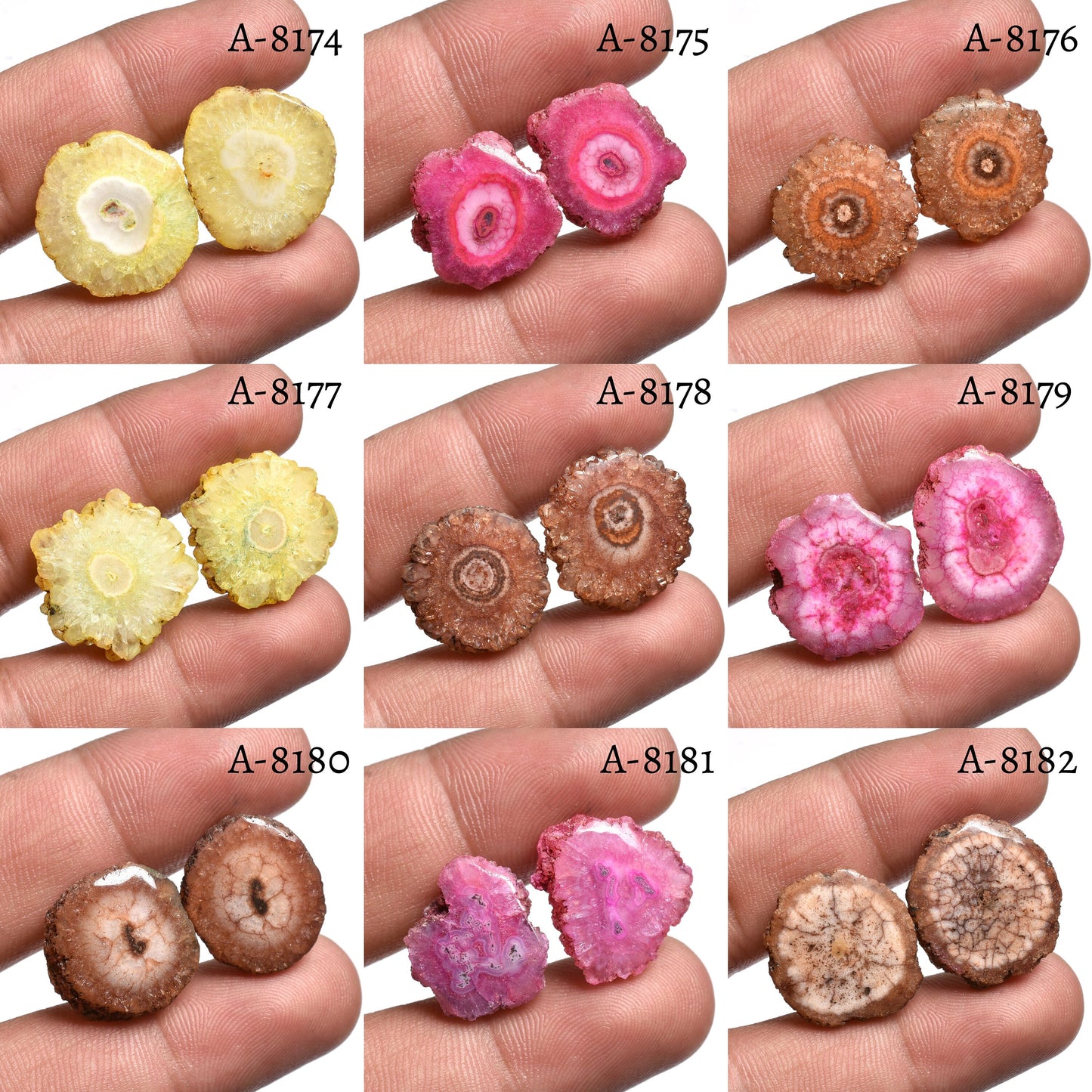 Solar Quartz Pair -  Solar Druzy Stalactite Slice Gemstones for Earrings