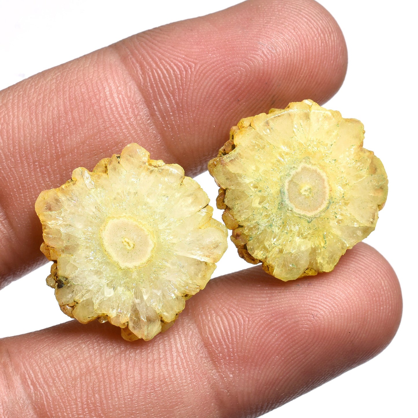 Solar Quartz Pair -  Solar Druzy Stalactite Slice Gemstones for Earrings