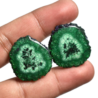 Purple Solar Quartz Slice Gemstone Pairs - Fancy Stalactite for Jewelry Making