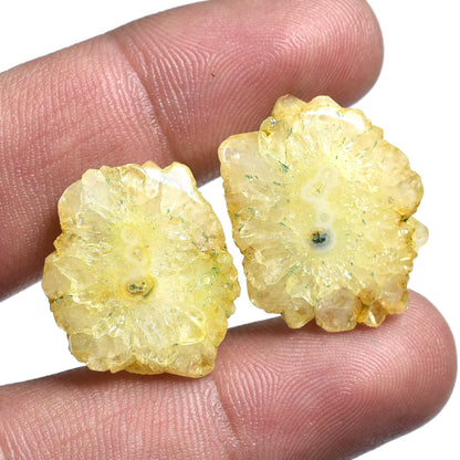 Designer Solar Quartz Earring Pair – Colorful Solar Agate Gemstone Stalactite Slice Fancy Pair