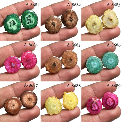 DIY Solar Quartz Pairs – Blue, Brown, Pink Solar Quartz, Stalactite Slices Wholesale