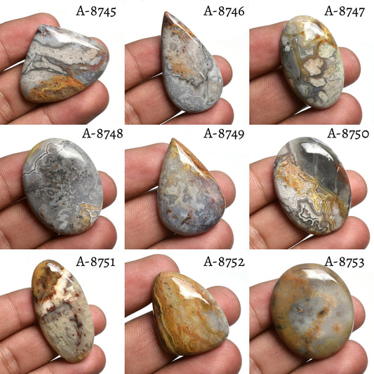 Mexican Natural Crazy Lace Agate Cabochons - Hand-Polished Wholesale Smooth Gemstone