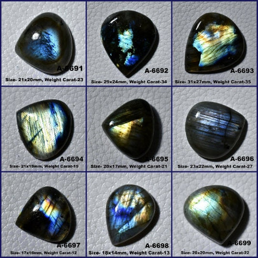 Multi Flashy Labradorite Cabochon - Pear Shape Loose Gemstone