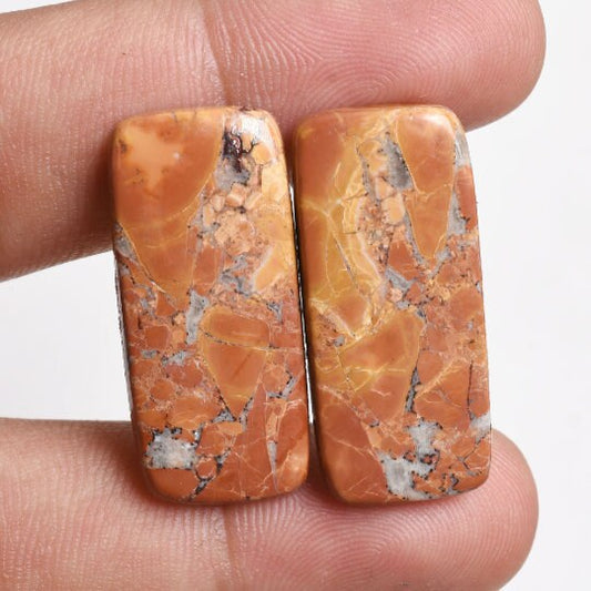 Natural Maligano Jasper Pair -  Matched Pair Cabochons, Fancy Mix Shap