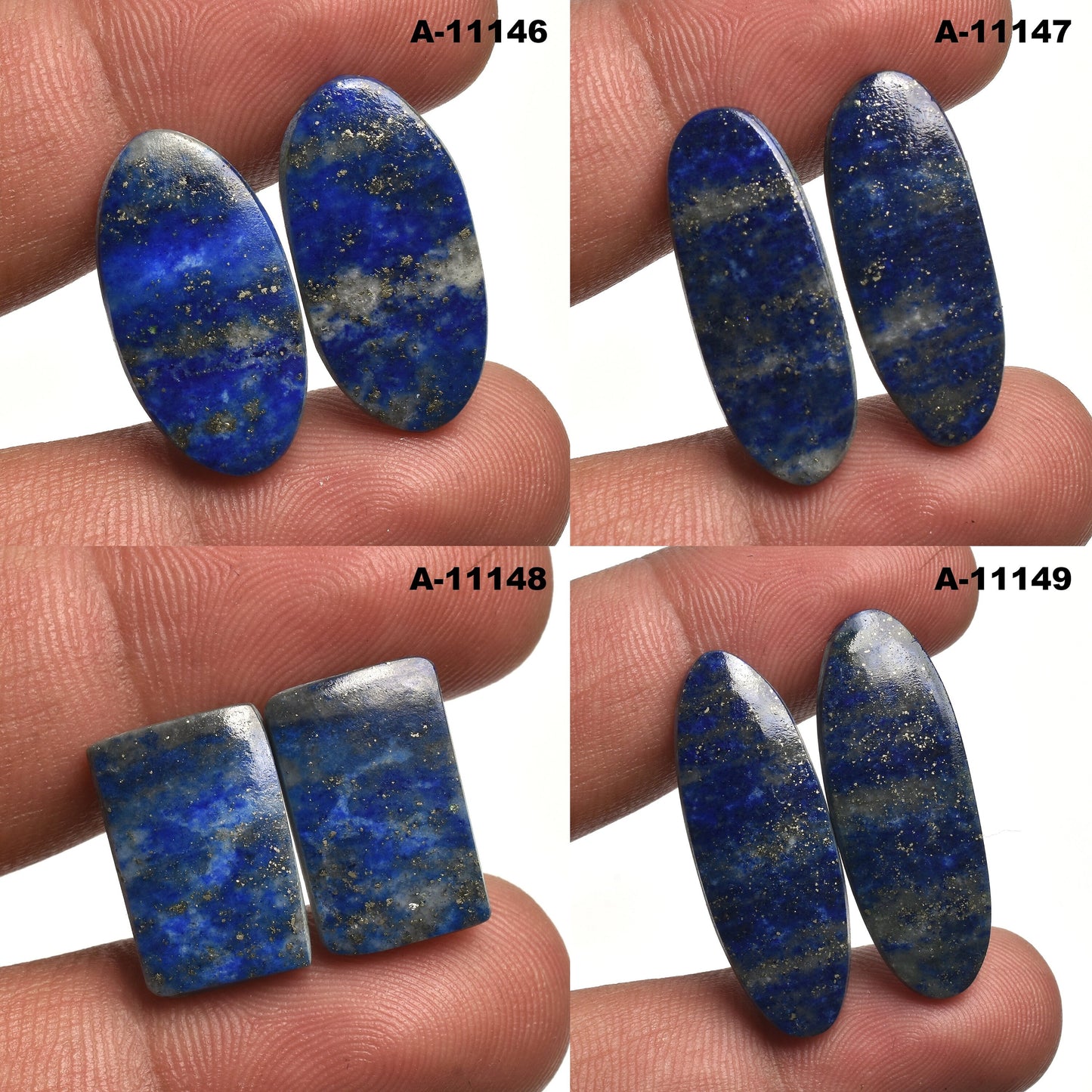 Textured Lapis Lazuli Gemstone Pair - Natural Multi-Shape Stones for Earrings & Jewelry Making