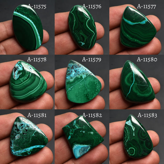 Natural Green Malachite Slice Loose Stone - Mix Shape Smmoth Cabs Healing Crsytal