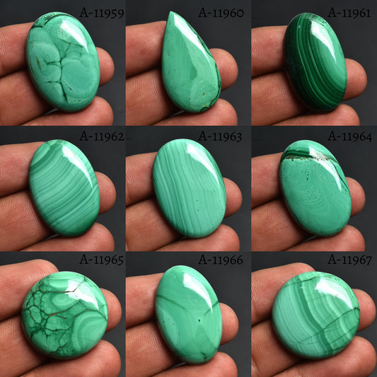 Top Quality 100% Natural Malachite Cabochon - Loose Malachite Gemstone