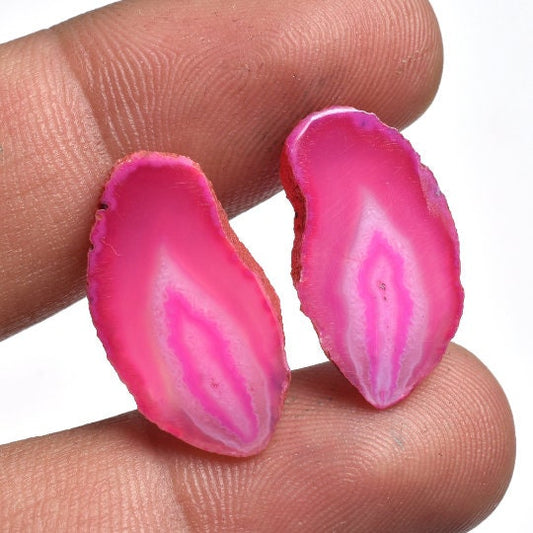 Bright Window Druzy Gemstone Pair - Solar Quartz Slices