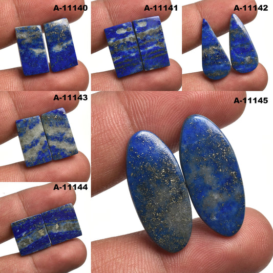 Natural Lapis Lazuli Pear Shape Cabochons Pair – Blue Lapis Lazuli Gemstone for Earrings