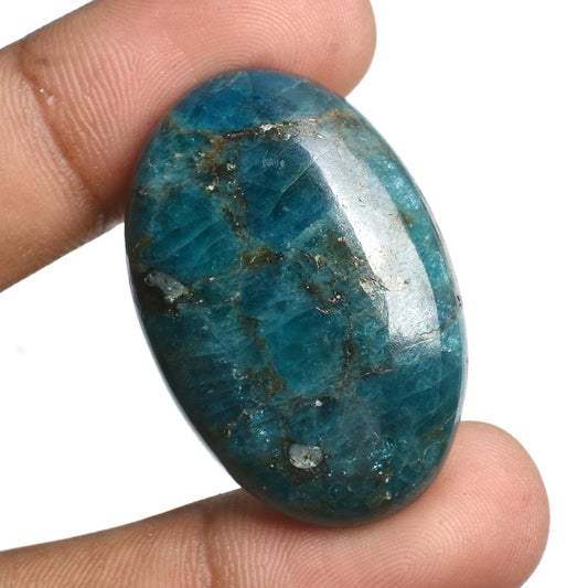 Neon Blue Apatite Gemstone Cabochon – Natural Polished Crystal for Jewelry Making