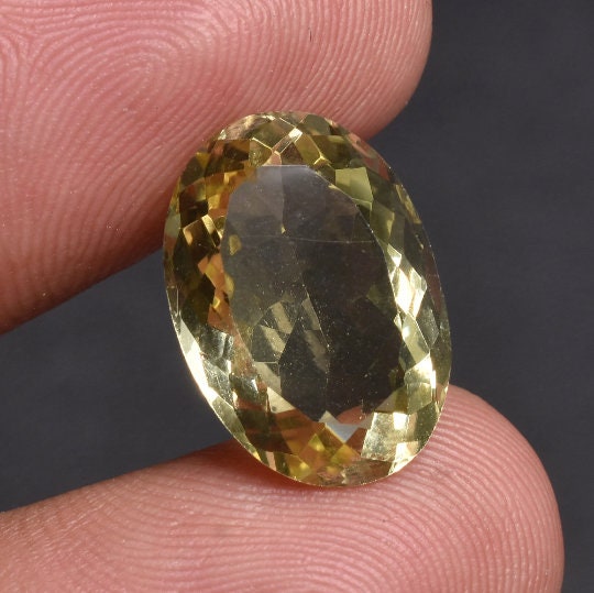 Crystal Lemon Quartz Gemstone - Faceted Oval Yellow Quartz for Ring Making