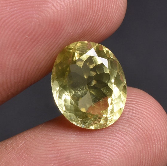 Crystal Lemon Quartz Gemstone - Faceted Oval Yellow Quartz for Ring Making