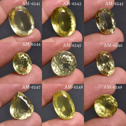 Crystal Lemon Quartz Gemstone - Faceted Oval Yellow Quartz for Ring Making