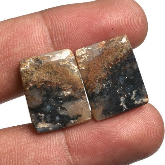 Natural Mix Jasper Gemstone Pairs - Polished Flat Back Cabochons for Earrings
