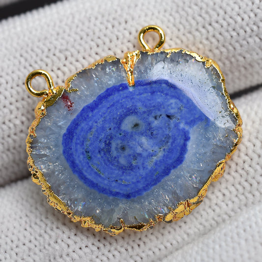 Solar Quartz Crystal Pendant – Electroformed Gold Pendant, Fancy Shaped Crystal for Jewelry Making