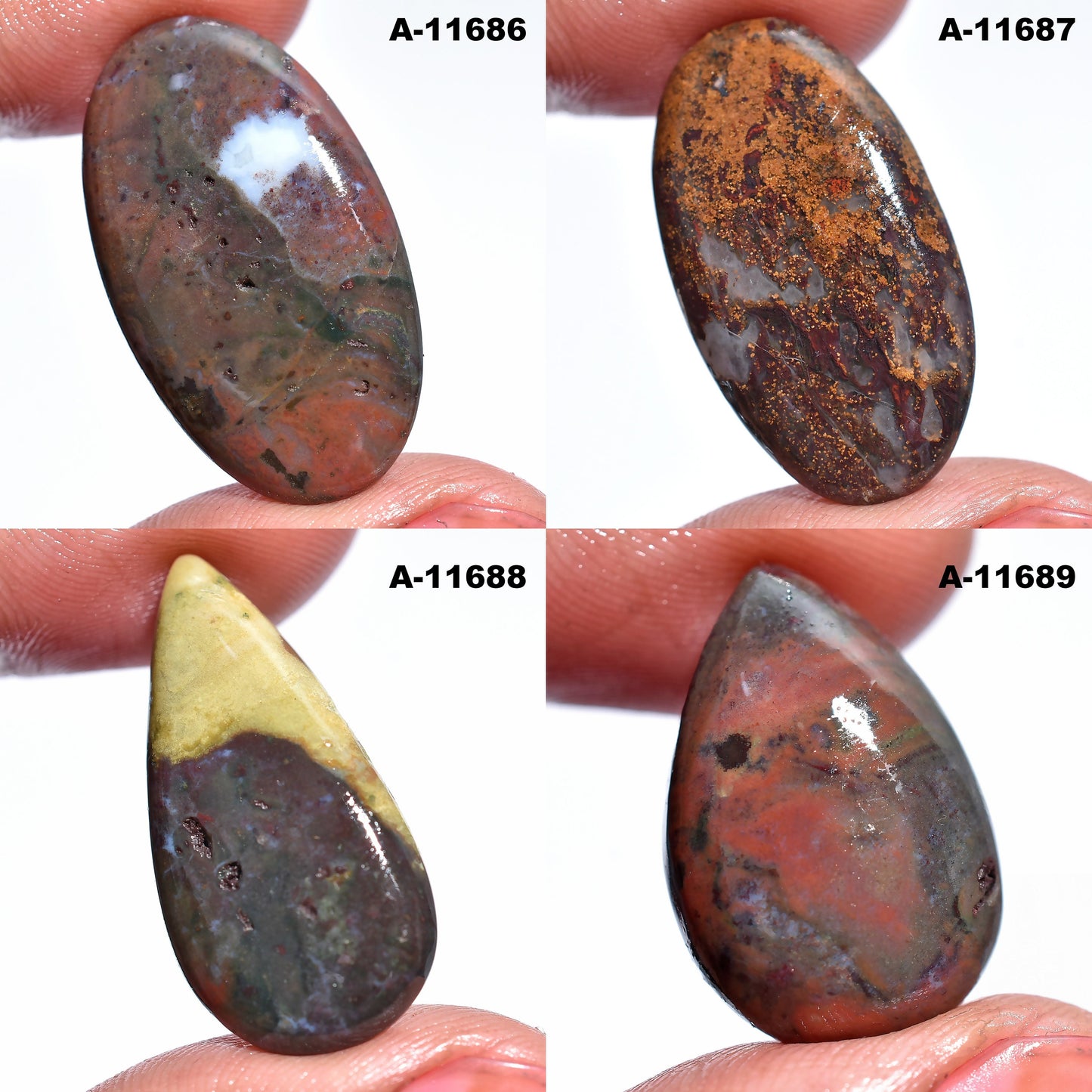 Attractive Bloodstone Cabochon - 100% Natural Oval & Pear Shape Loose Stones