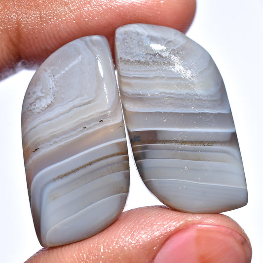 Montana Agate Earring Gemstone Pair - Natural Loose Stone Pair for Jewelry Making