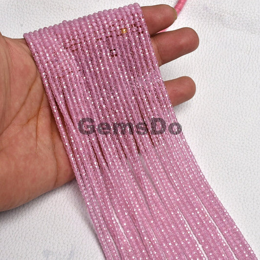 Sparkling Pink Cubic Zirconia Beads | 3mm Faceted Rondelle Strand | Wholesale Jewelry Supplies