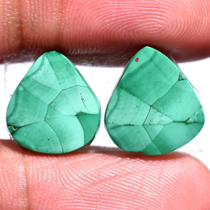 High Quality Malachite Pair Gemstone - Natural Green Matching Cabochons with Flat Back for Jewelry