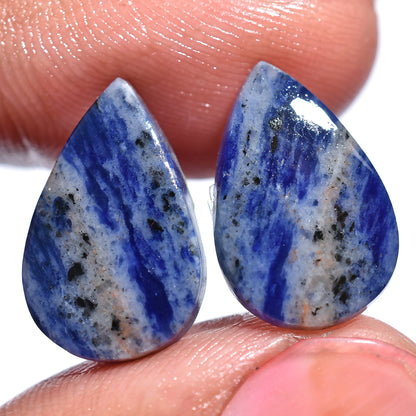 Natural Sodalite Pair Gemstone - Matching Polished Flat-Back Cabochons