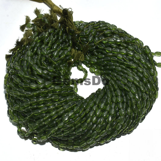 Green Quartz Hydro Beads - Smooth Oval Gemstone Strand, 43 Carat