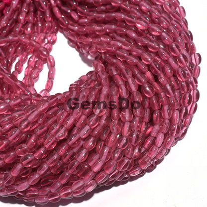 Unique Pink Quartz Hydro Beads - Smooth Oval Nuggets Gemstone Strand